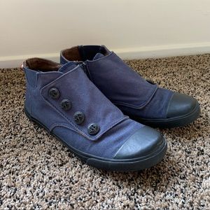 BC Footwear blue canvas ankle booties